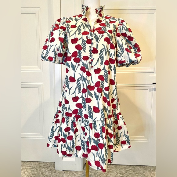 Hyacinth House Dresses & Skirts - Hyacinth House Tuckernuck Midi Dress Red Floral Print Puff Sleeves Small NWT